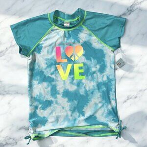Cat & Jack Girls Rashguard Swim Top Size XL Girls Tie Dye Cinch Side